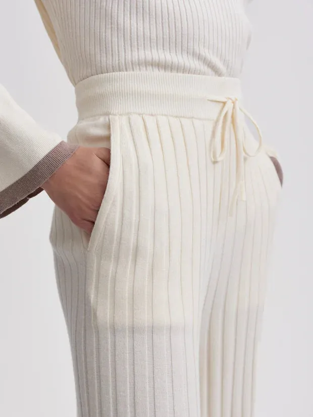 Varley Simeon Wide Rib Knit Trouser - Egret