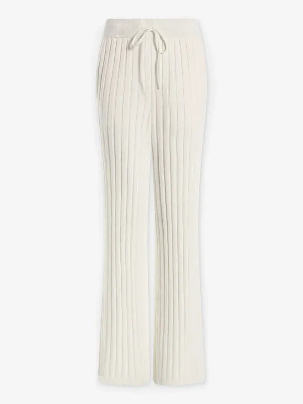 Varley Simeon Wide Rib Knit Trouser - Egret