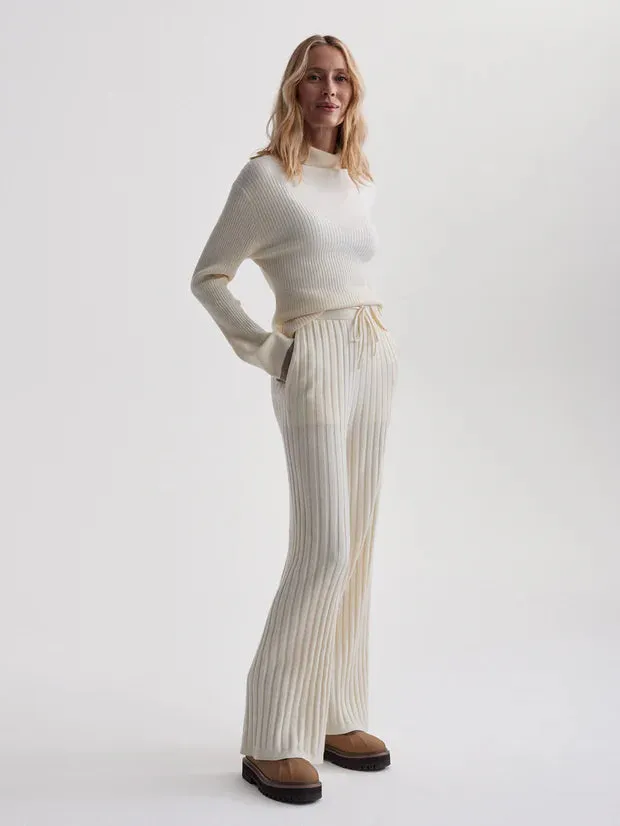 Varley Simeon Wide Rib Knit Trouser - Egret