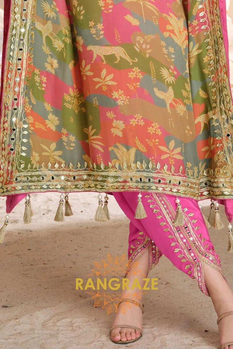 Vibrant Floral Printed Kaftan Suit Set