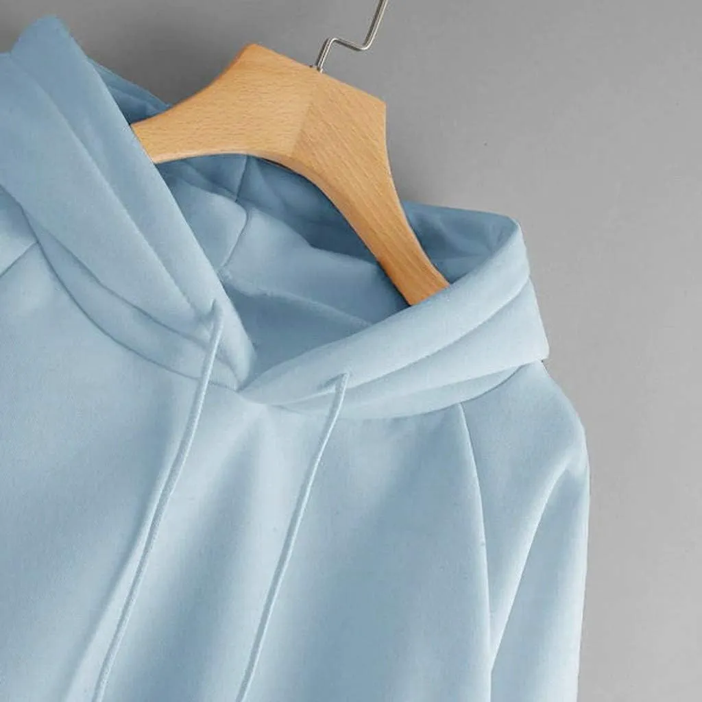 Vickyleb Womens Hoodie Solid Basic Fleece Drawstring Loose Fit Sweatshirt Long Sleeve Pullover with Kangaroo Pocket