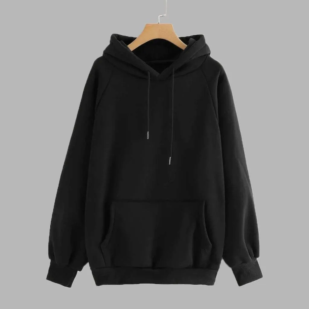 Vickyleb Womens Hoodie Solid Basic Fleece Drawstring Loose Fit Sweatshirt Long Sleeve Pullover with Kangaroo Pocket