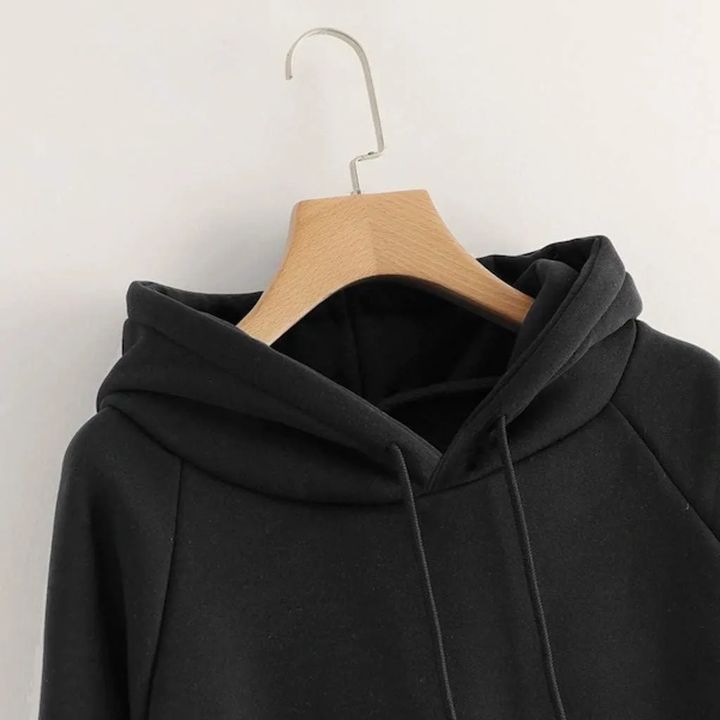 Vickyleb Womens Hoodie Solid Basic Fleece Drawstring Loose Fit Sweatshirt Long Sleeve Pullover with Kangaroo Pocket