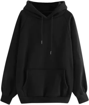 Vickyleb Womens Hoodie Solid Basic Fleece Drawstring Loose Fit Sweatshirt Long Sleeve Pullover with Kangaroo Pocket