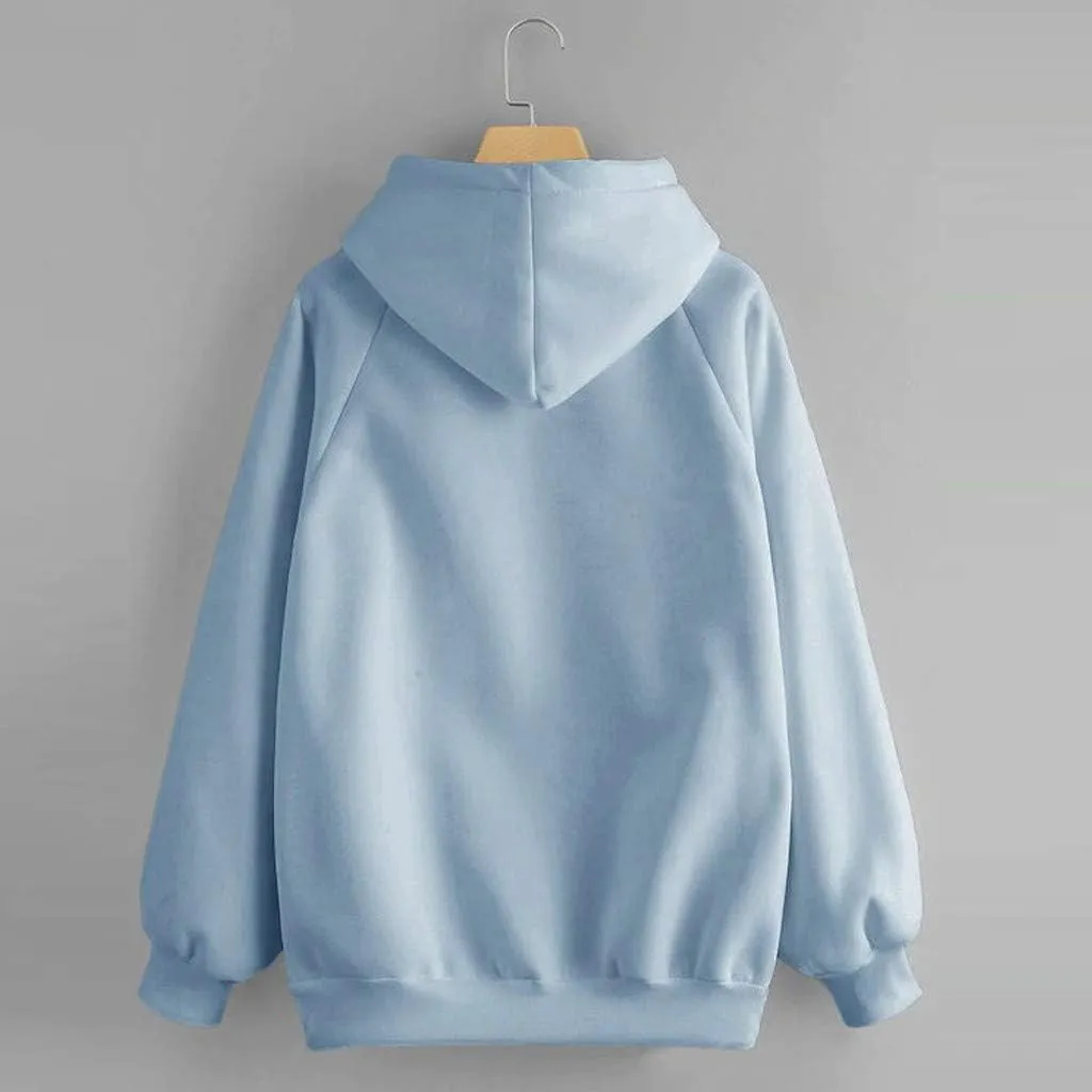 Vickyleb Womens Hoodie Solid Basic Fleece Drawstring Loose Fit Sweatshirt Long Sleeve Pullover with Kangaroo Pocket