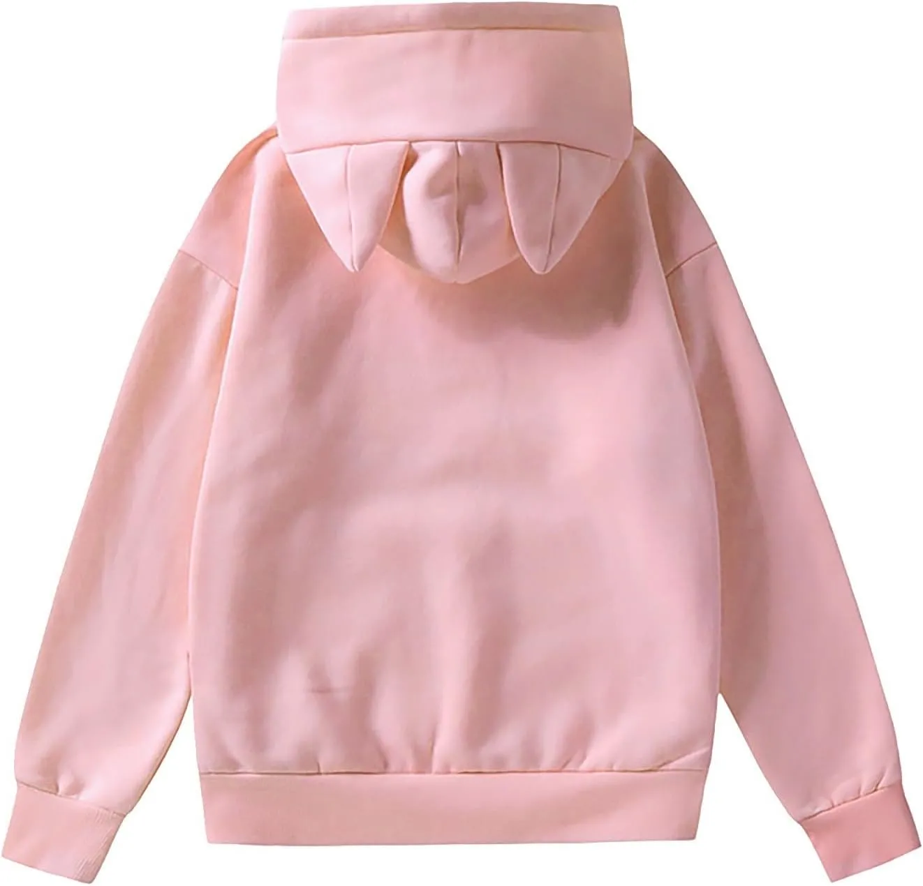 Vickyleb Women's Hoodies Cute Cat Ears Fleece Long Sleeve Pullover Sweatshirts Drawstring Solid Casual Basic Sweatshirt