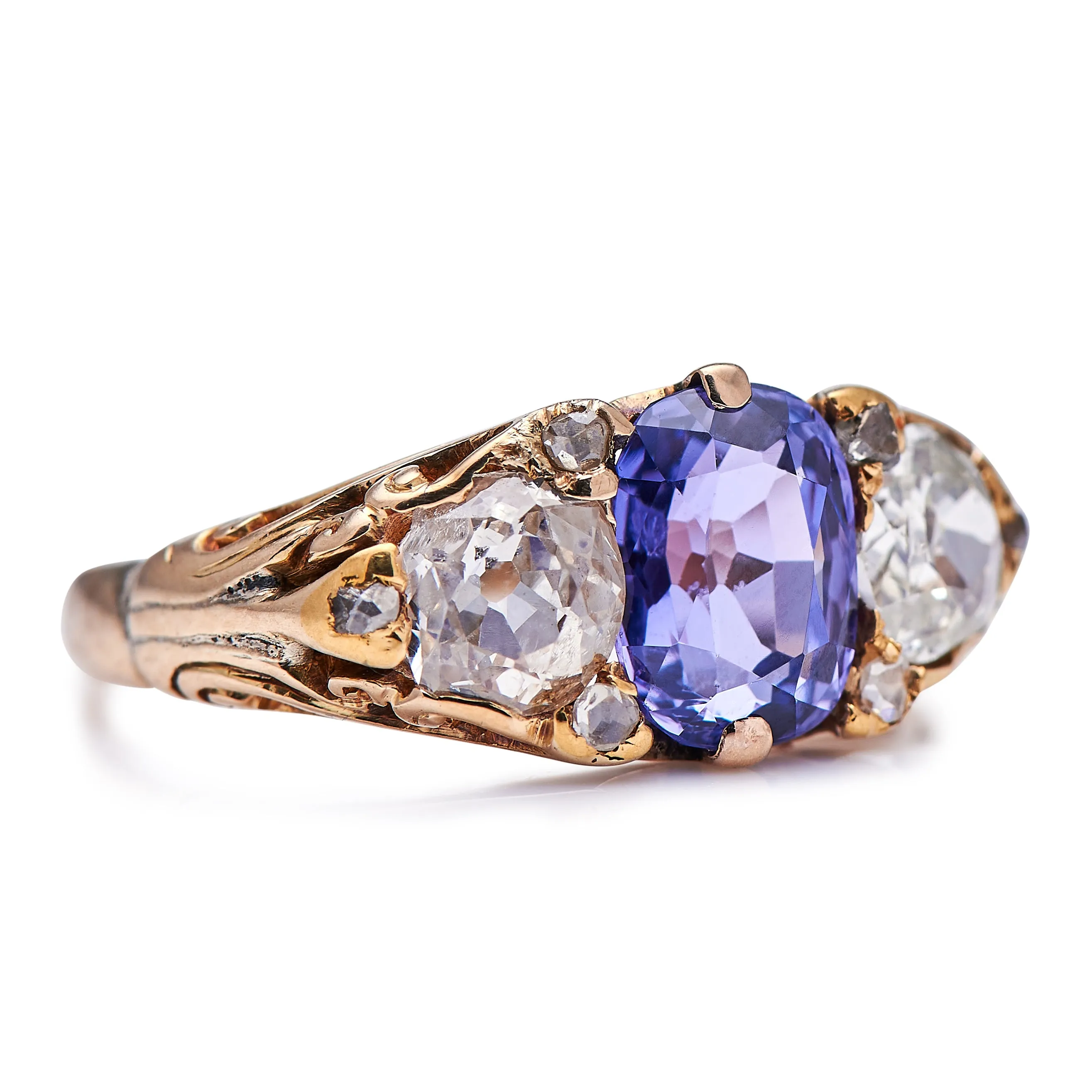 Victorian, 18ct gold, purple sapphire and diamond ring