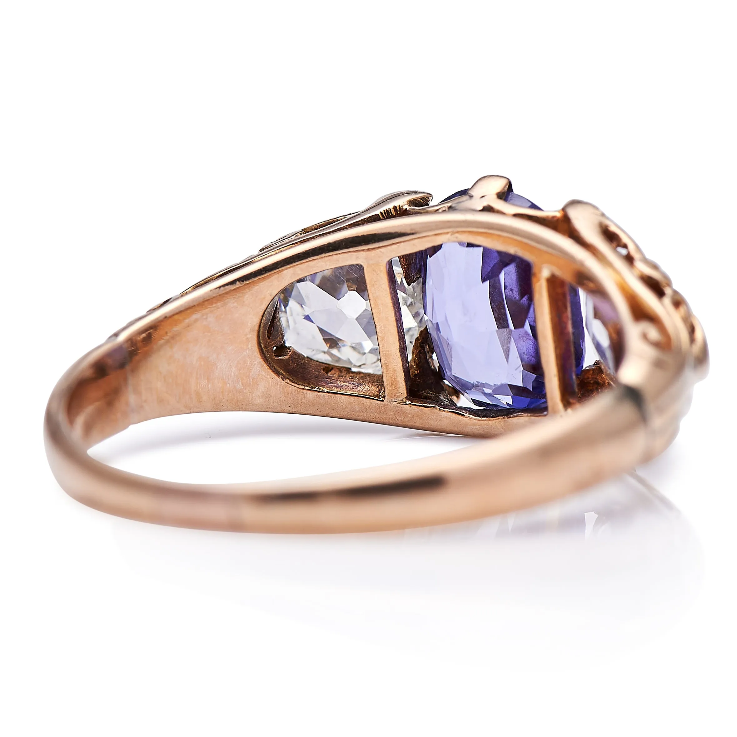 Victorian, 18ct gold, purple sapphire and diamond ring