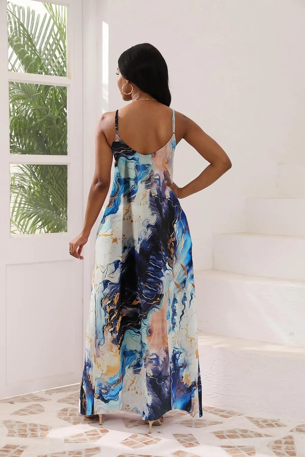 vunahzma Womens Casual Fashion Sleeveless Plus Size Loose Long Sexy Maxi Dress with Pockets