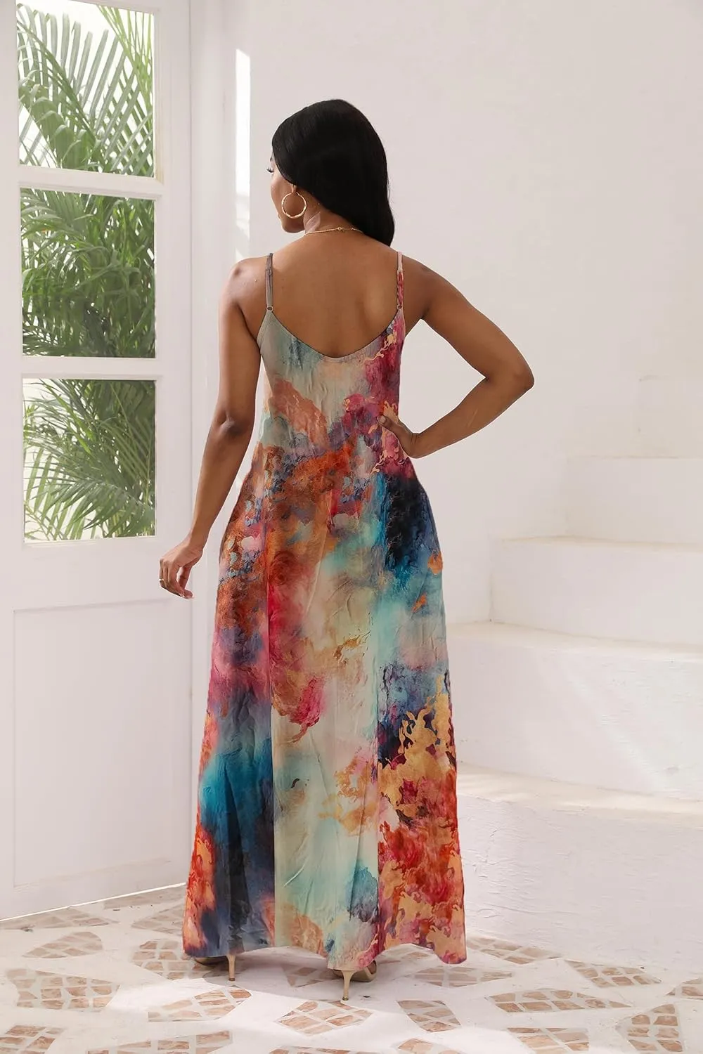 vunahzma Womens Casual Fashion Sleeveless Plus Size Loose Long Sexy Maxi Dress with Pockets