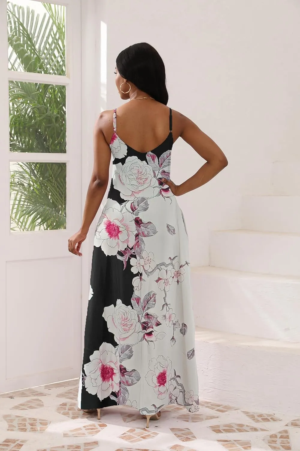 vunahzma Womens Casual Fashion Sleeveless Plus Size Loose Long Sexy Maxi Dress with Pockets