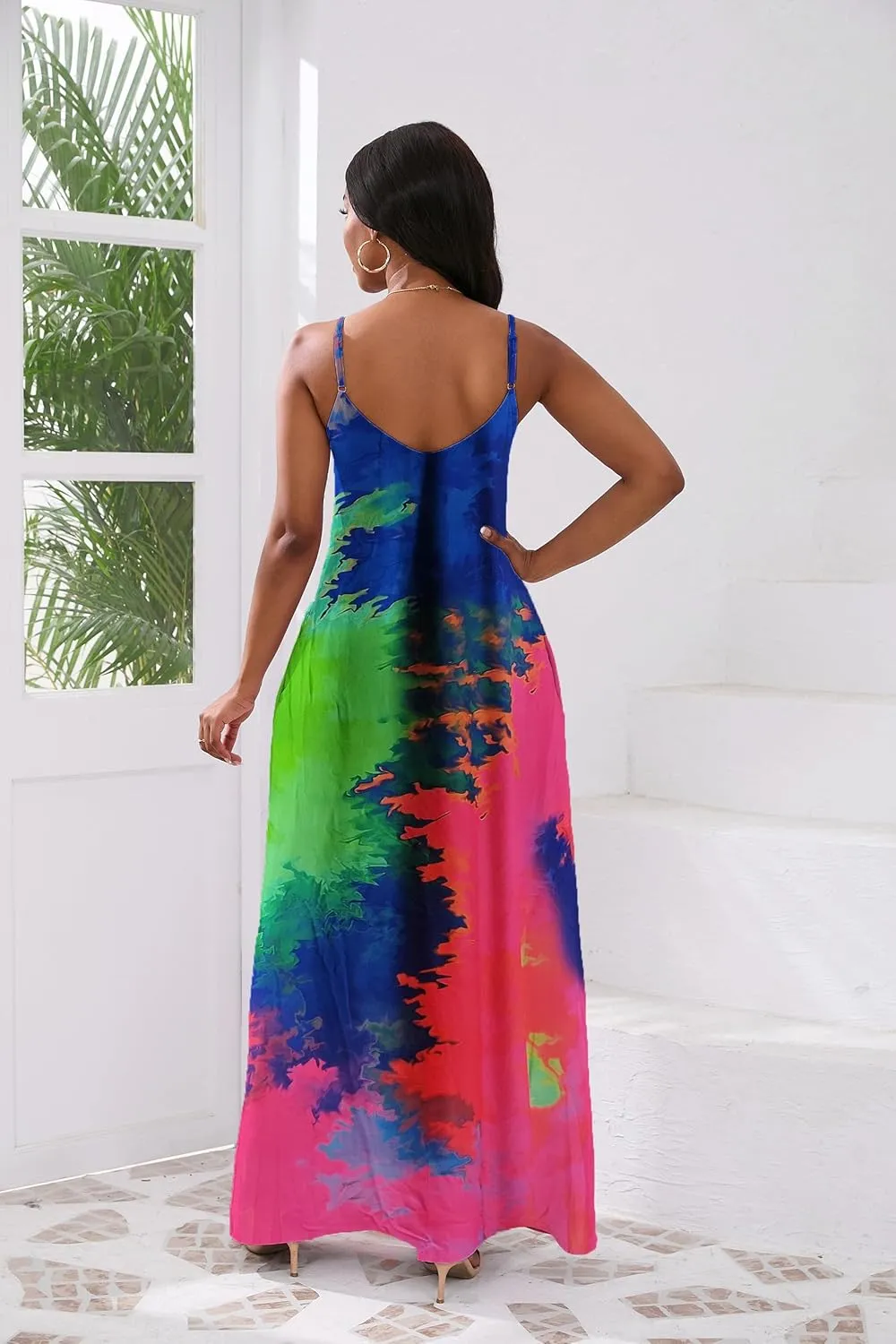 vunahzma Womens Casual Fashion Sleeveless Plus Size Loose Long Sexy Maxi Dress with Pockets