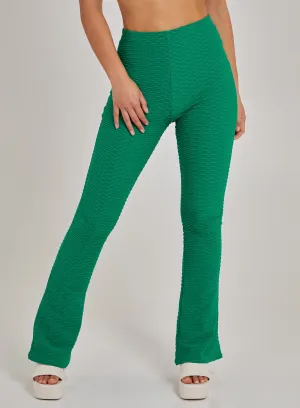 Waffle Texture Flare Trousers