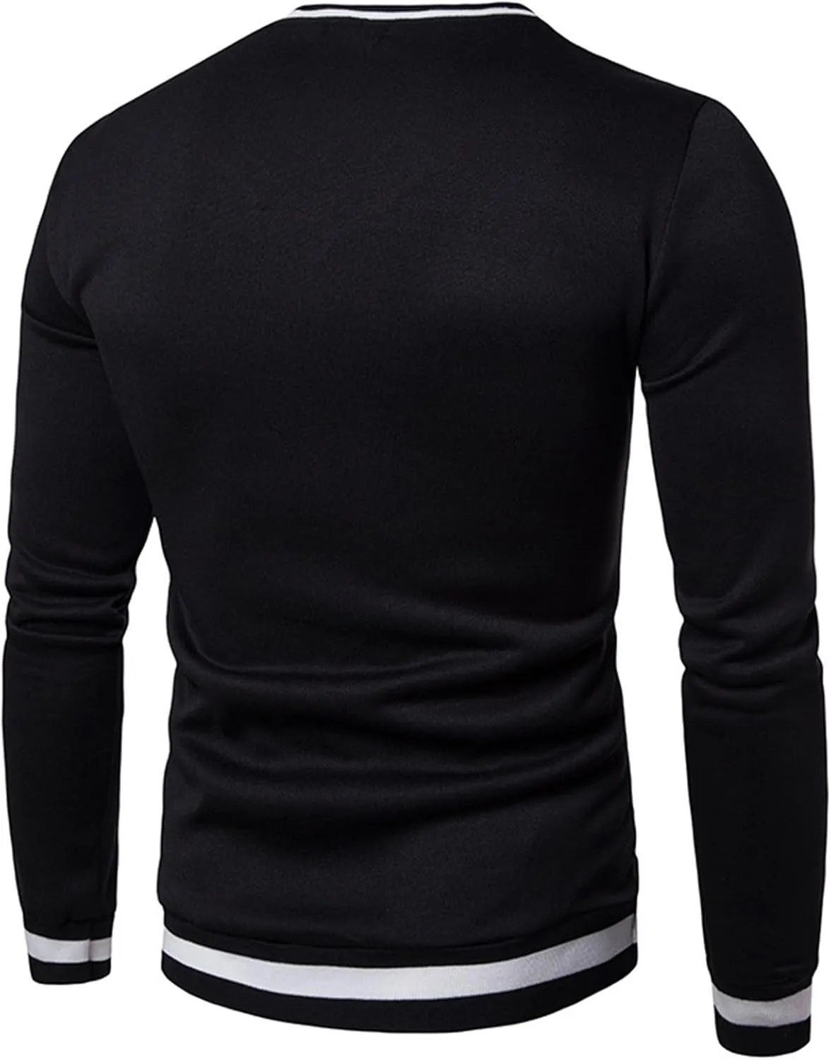 Wankang Men's V Neck Sweatshirt Casual Athletic Jumper Sweater Shirts Fall Long Sleeve Contrast Color Pullover Top for Men
