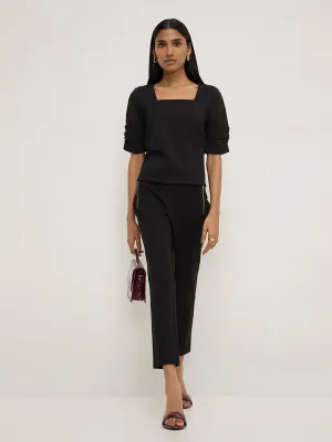 Wardrobe Black Solid High-Rise Trousers