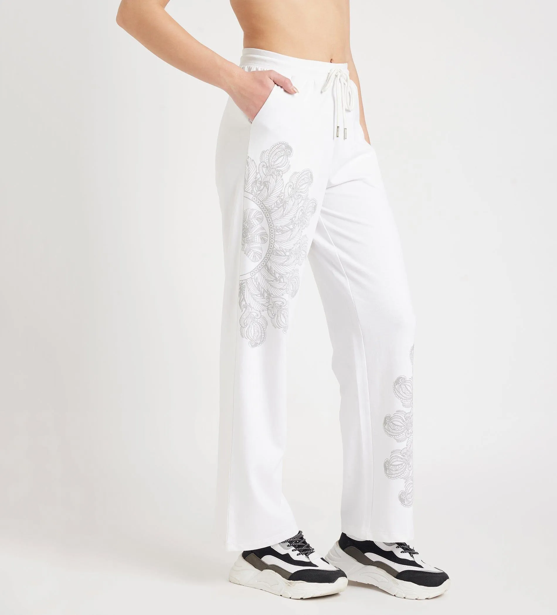 White Abstract Print Вottom