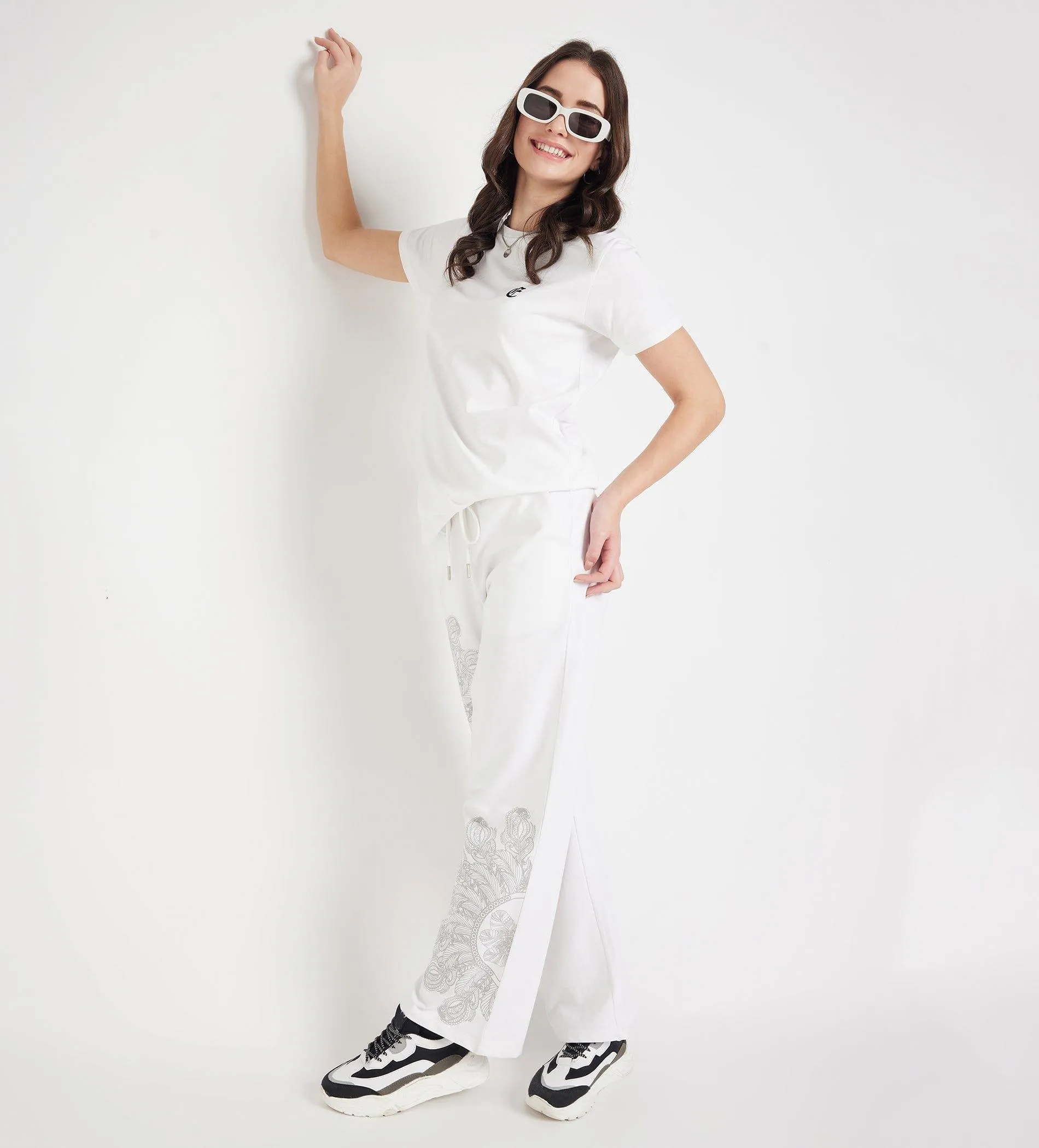 White Abstract Print Вottom