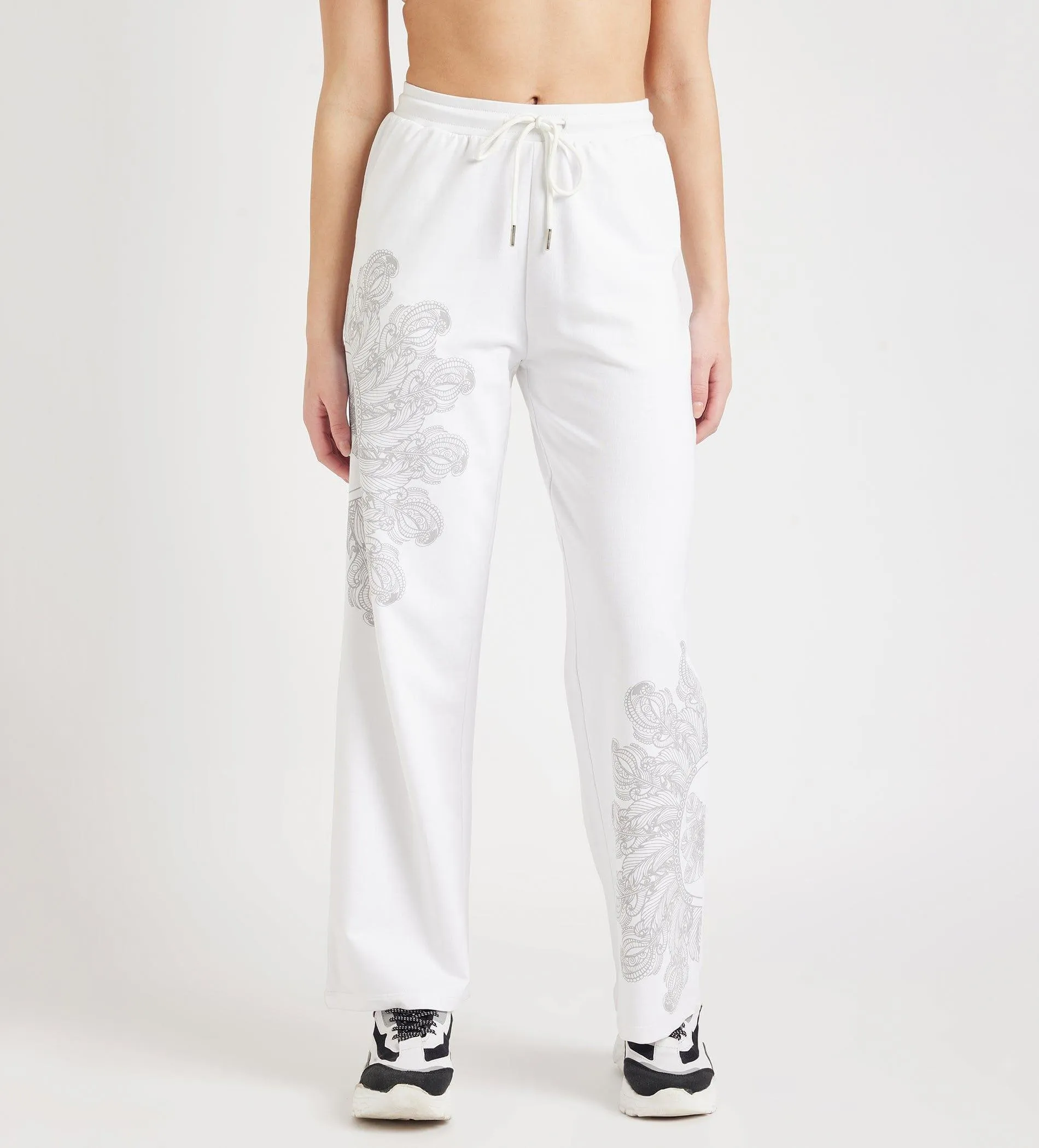 White Abstract Print Вottom