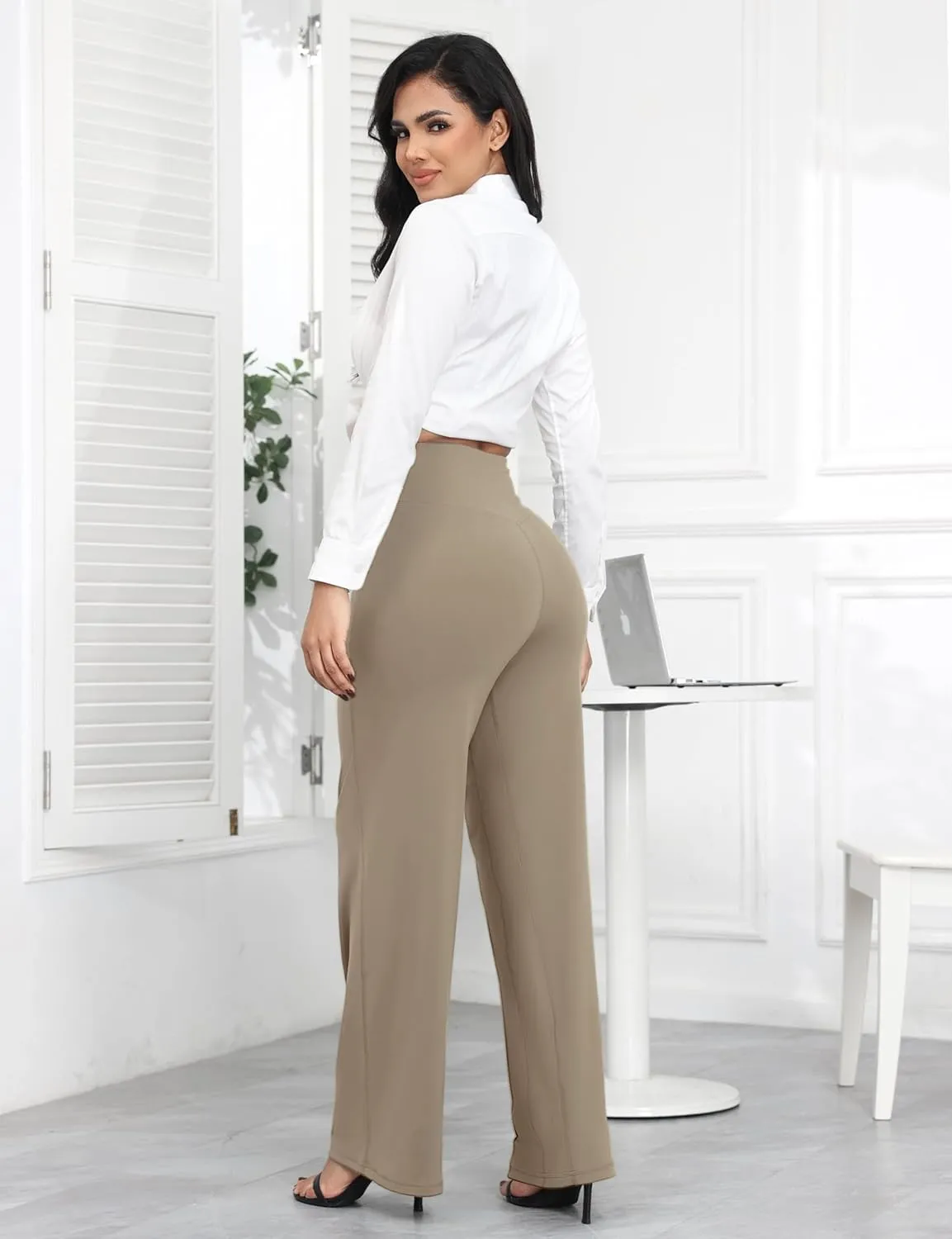 Wide Leg Pants Women High-Waisted Yoga Work Dress Pants, Casual Sweatpants, Petite/Regular/Tall