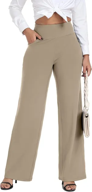 Wide Leg Pants Women High-Waisted Yoga Work Dress Pants, Casual Sweatpants, Petite/Regular/Tall