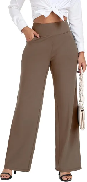 Wide Leg Pants Women High-Waisted Yoga Work Dress Pants, Casual Sweatpants, Petite/Regular/Tall