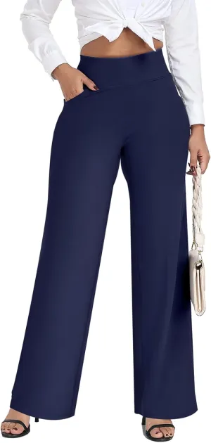 Wide Leg Pants Women High-Waisted Yoga Work Dress Pants, Casual Sweatpants, Petite/Regular/Tall