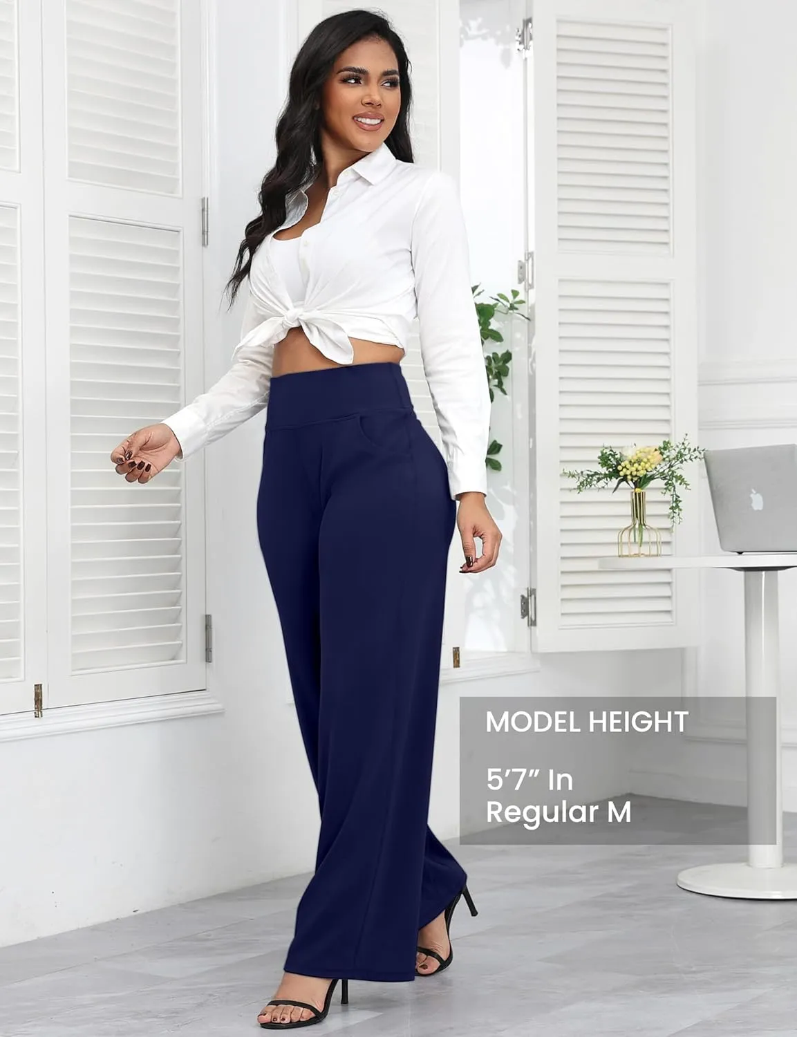 Wide Leg Pants Women High-Waisted Yoga Work Dress Pants, Casual Sweatpants, Petite/Regular/Tall
