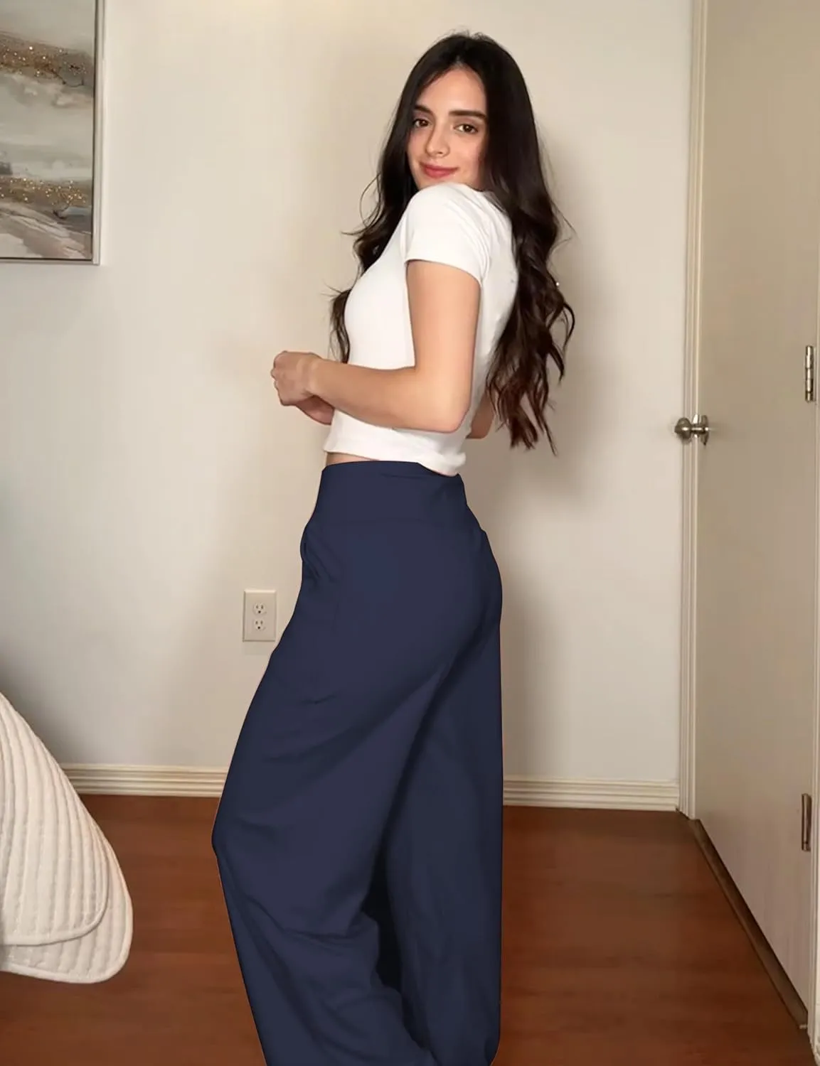 Wide Leg Pants Women High-Waisted Yoga Work Dress Pants, Casual Sweatpants, Petite/Regular/Tall
