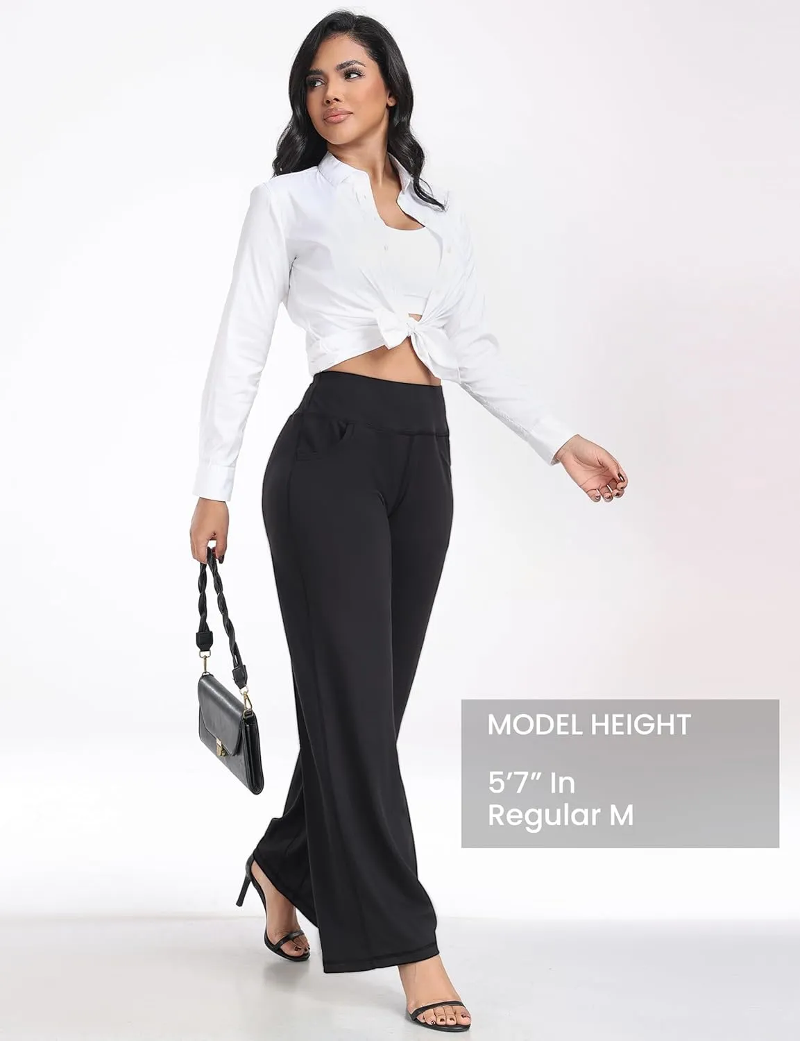 Wide Leg Pants Women High-Waisted Yoga Work Dress Pants, Casual Sweatpants, Petite/Regular/Tall