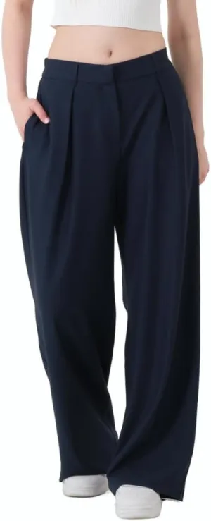 Wide Leg Work Pants Womens Elastic High Waisted Casual Office Dress Pants Trousers with Pocket Regular and Plus Size Slacks