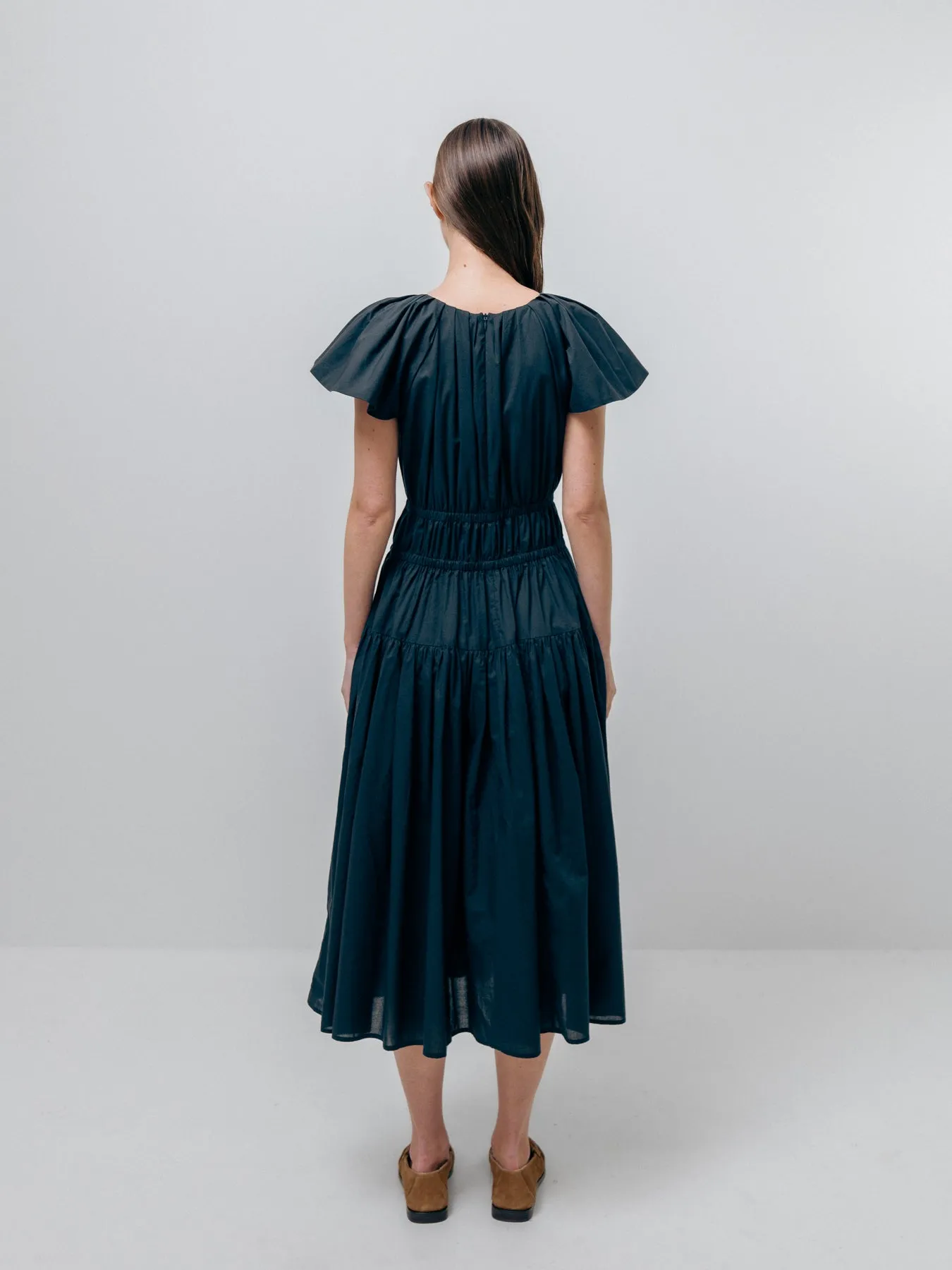 Wide Shoulder Dress - Navy
