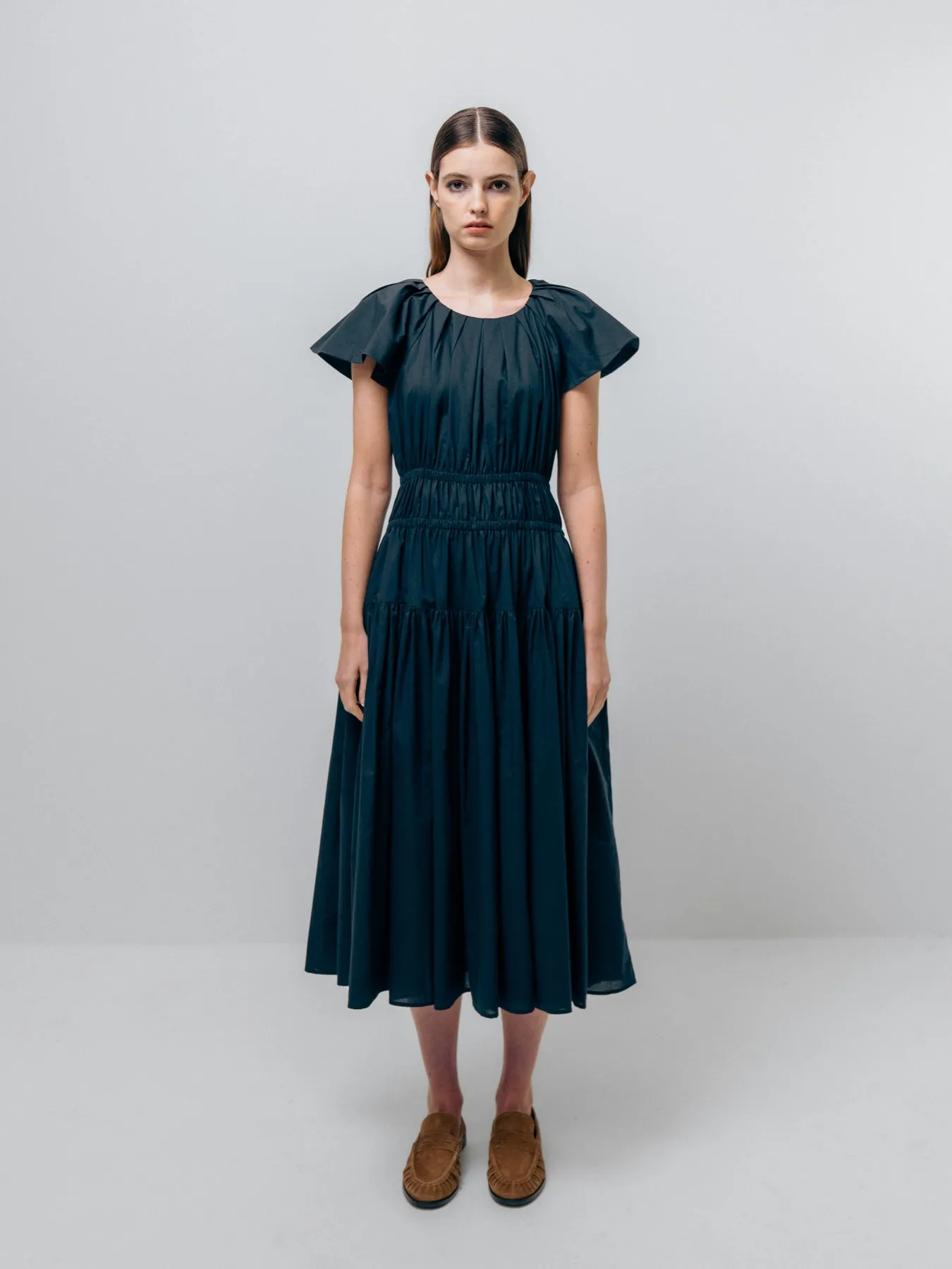 Wide Shoulder Dress - Navy