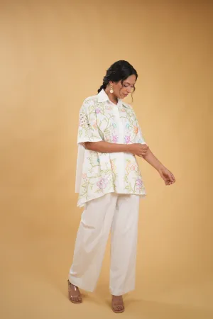 Wildflower Embroidered Cut Work Shirt
