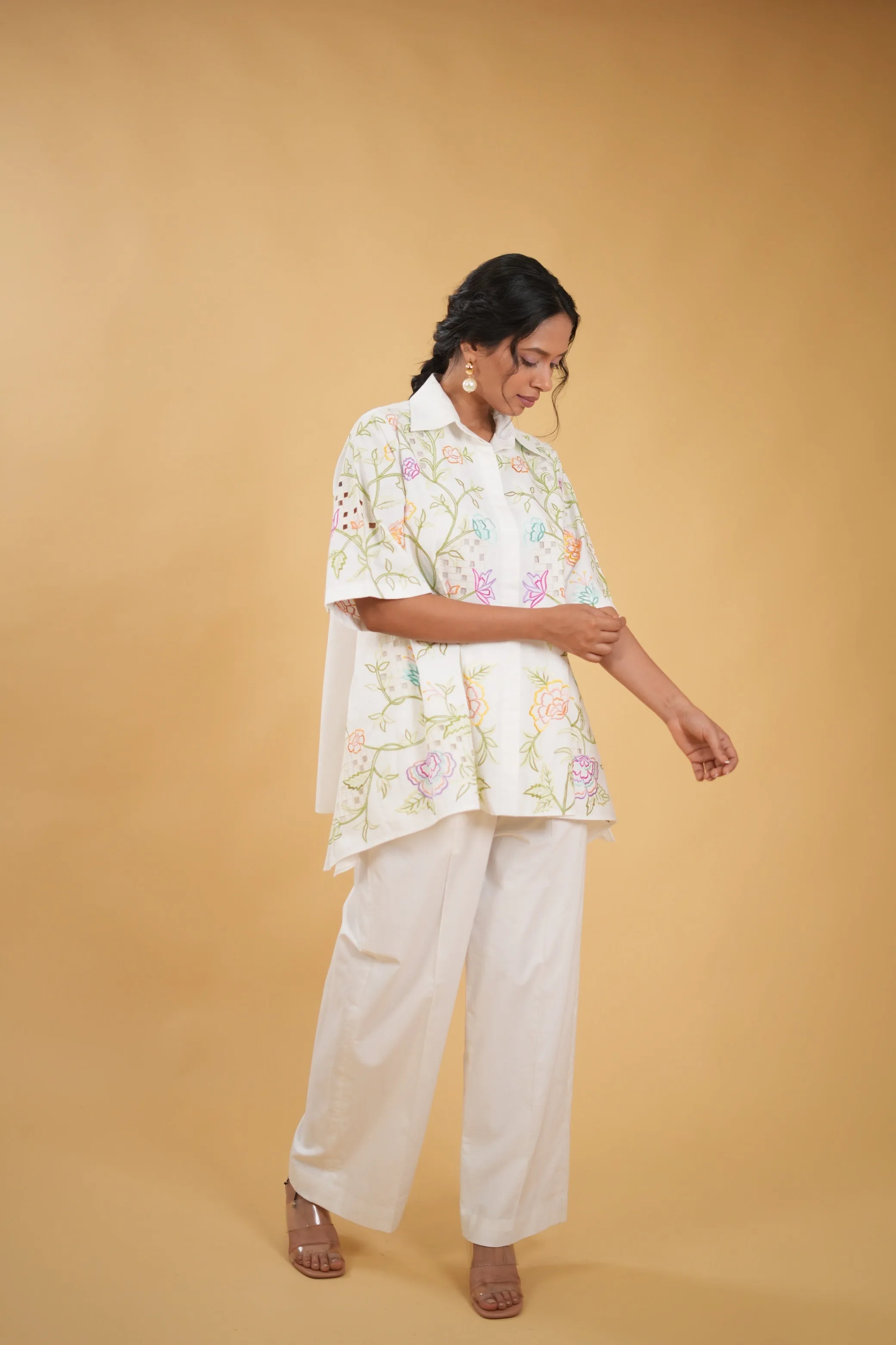 Wildflower Embroidered Cut Work Shirt
