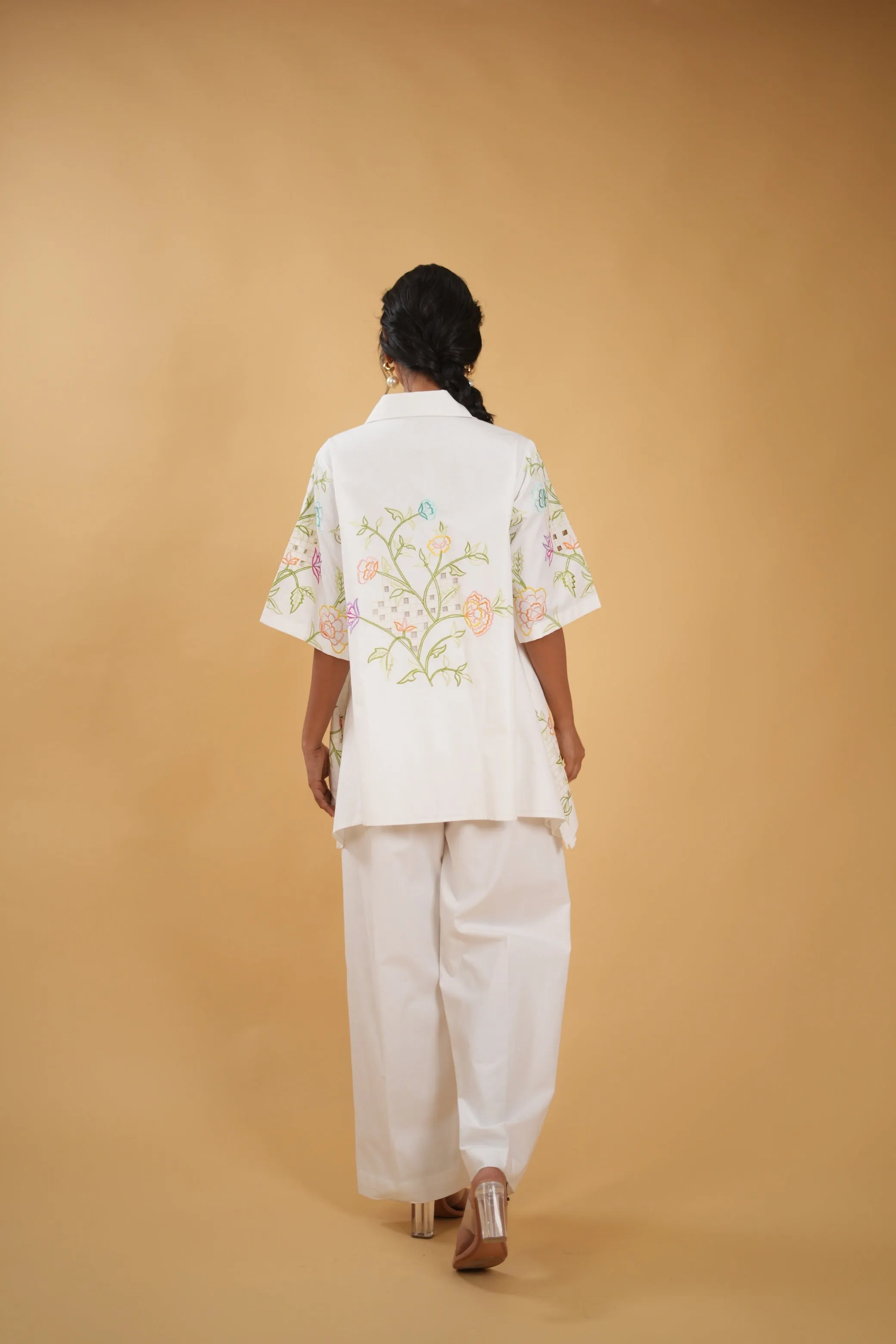 Wildflower Embroidered Cut Work Shirt