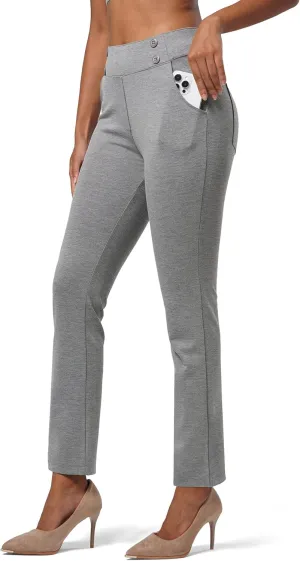 Willit Women's Yoga Dress Pants Stretch Business Work Casual Pants High Waisted Cropped Office Pants 27"