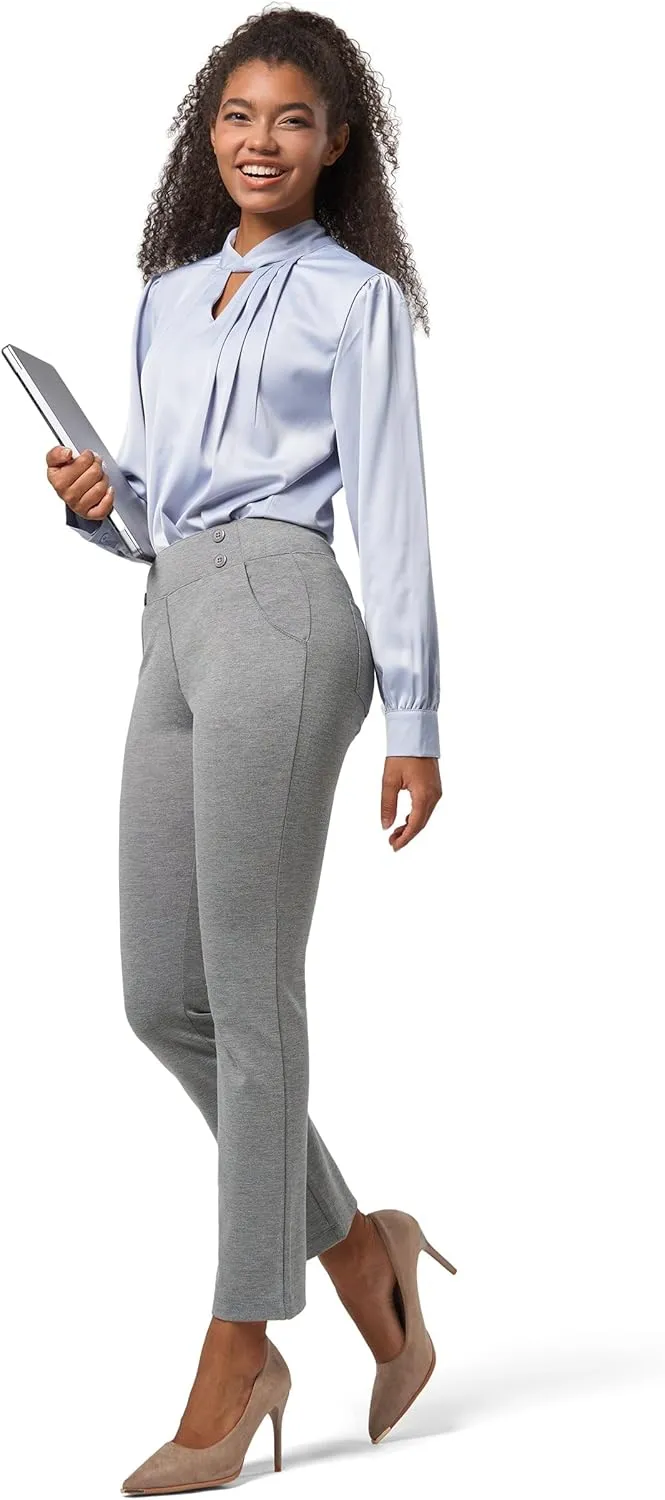 Willit Women's Yoga Dress Pants Stretch Business Work Casual Pants High Waisted Cropped Office Pants 27"