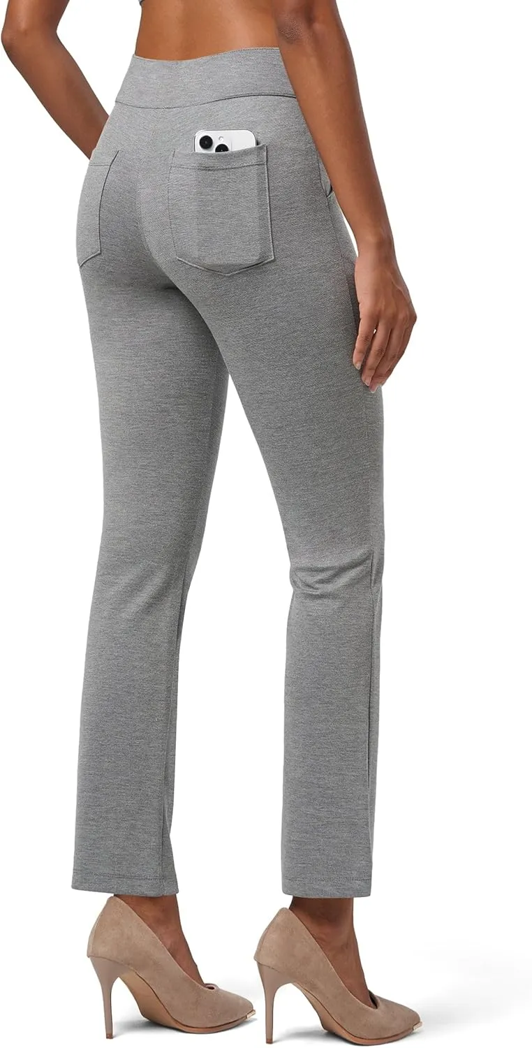 Willit Women's Yoga Dress Pants Stretch Business Work Casual Pants High Waisted Cropped Office Pants 27"