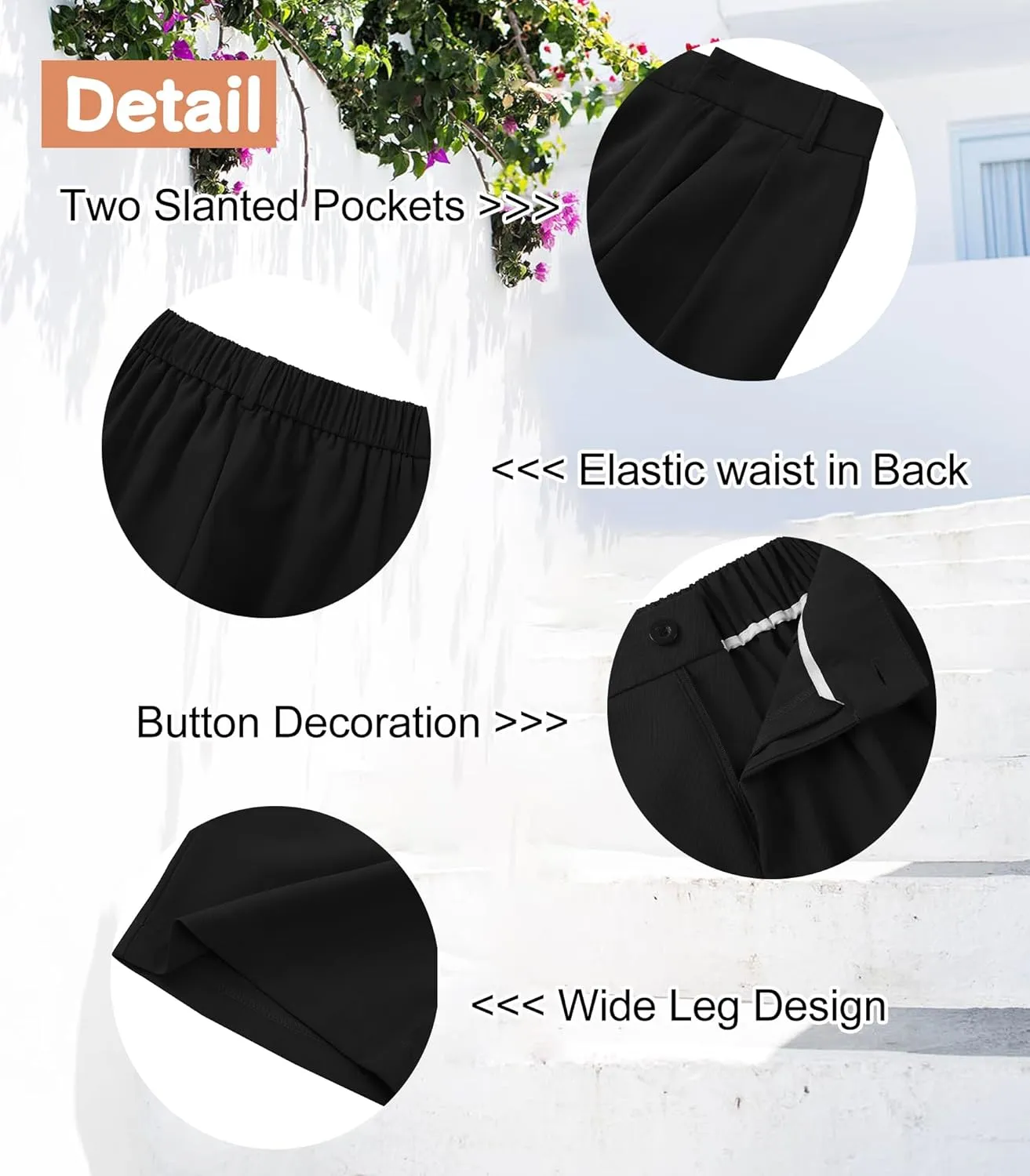 Women High Waist Wide Leg Pants Business Work Trousers Casual Long Straight Pants