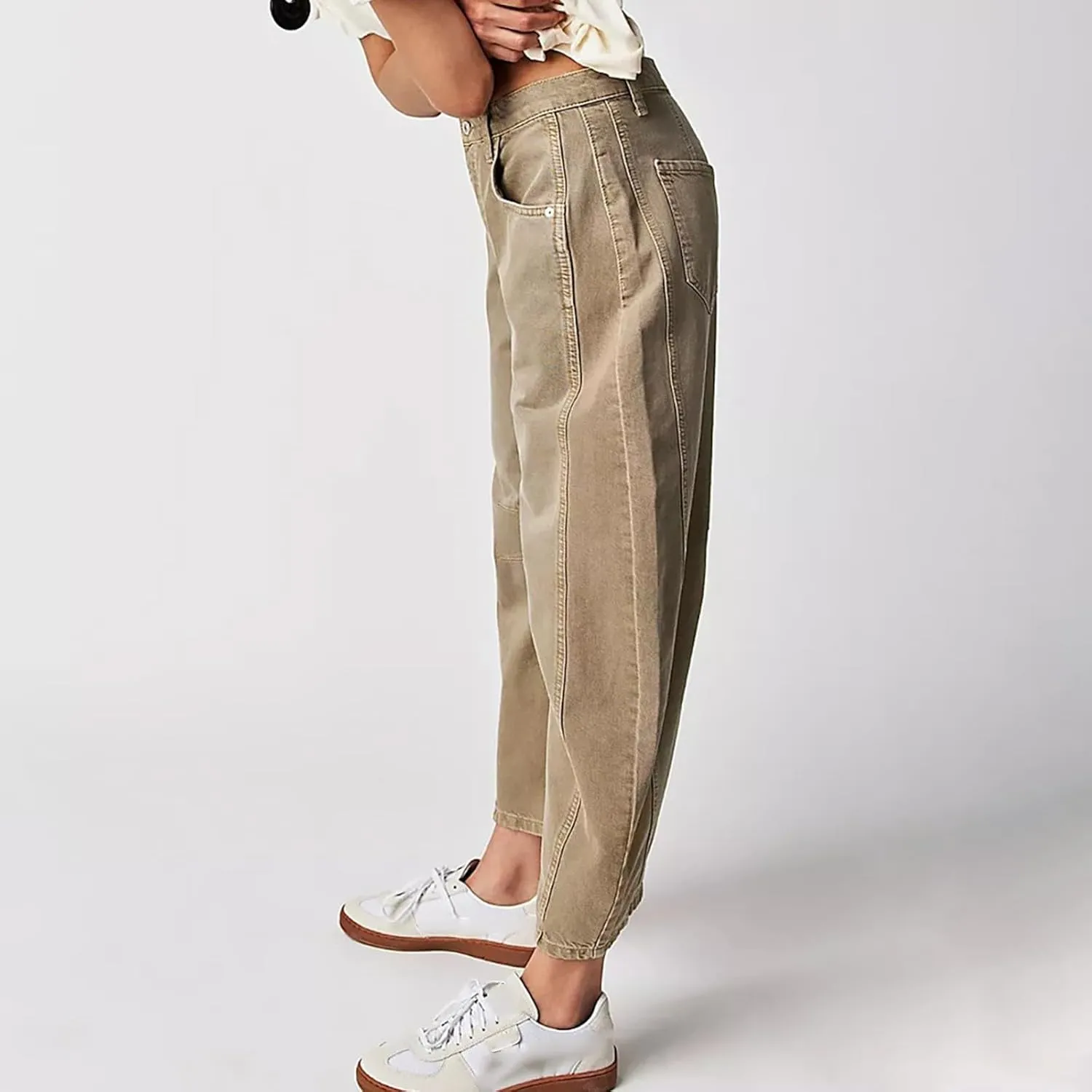 Women Linen Summer Split Flowy Palazzo Pants Low Waist Ankle Length Slim Fit Palazzo Pants Business Work