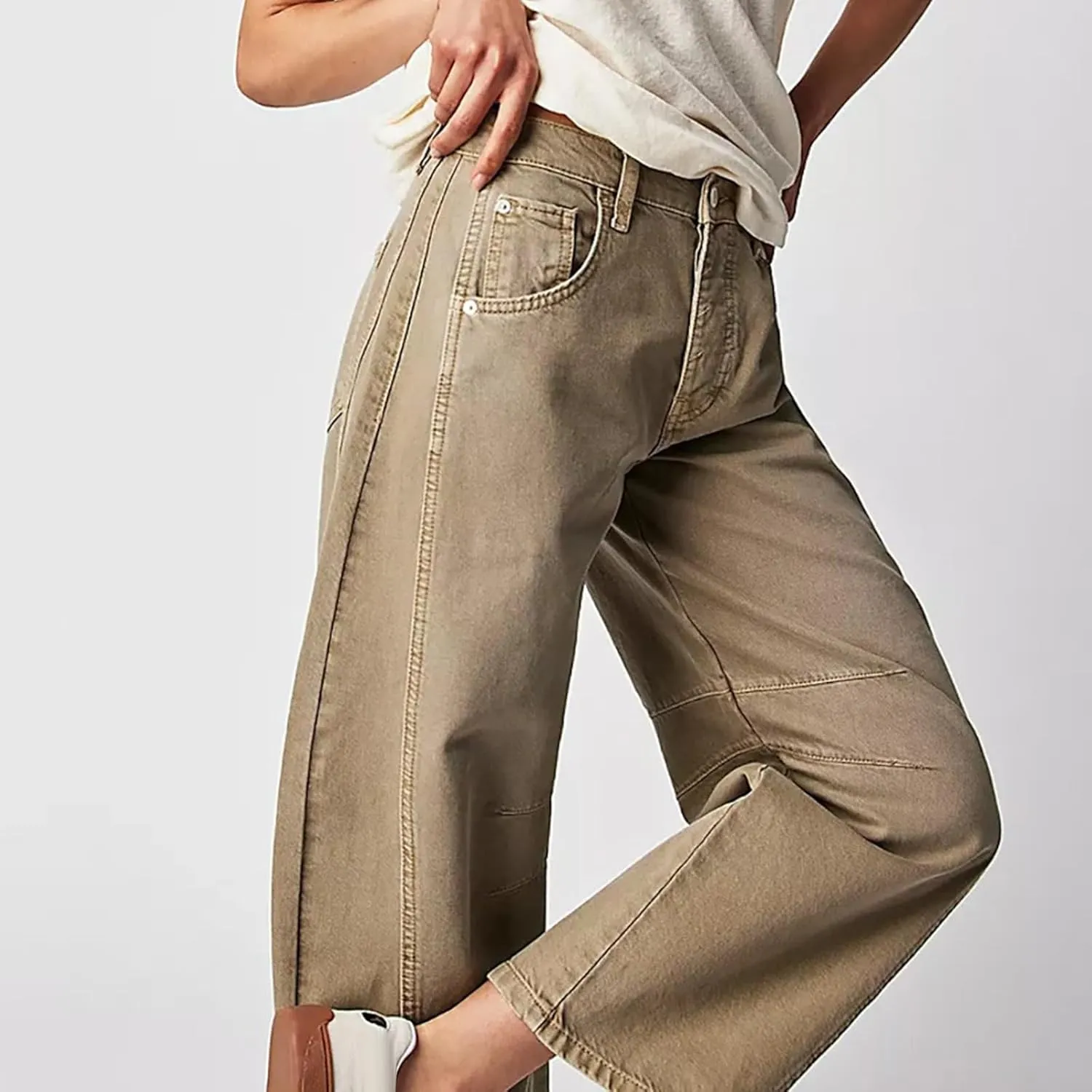 Women Linen Summer Split Flowy Palazzo Pants Low Waist Ankle Length Slim Fit Palazzo Pants Business Work