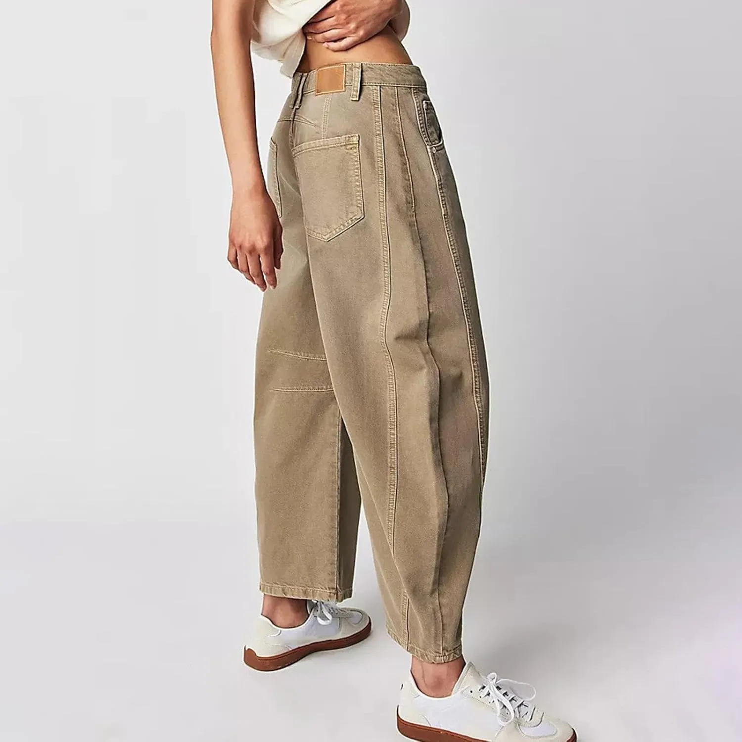 Women Linen Summer Split Flowy Palazzo Pants Low Waist Ankle Length Slim Fit Palazzo Pants Business Work