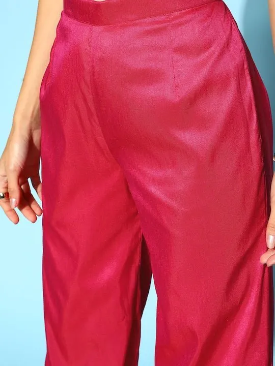 Women Pleated Kurta with Trousers & With Dupatta