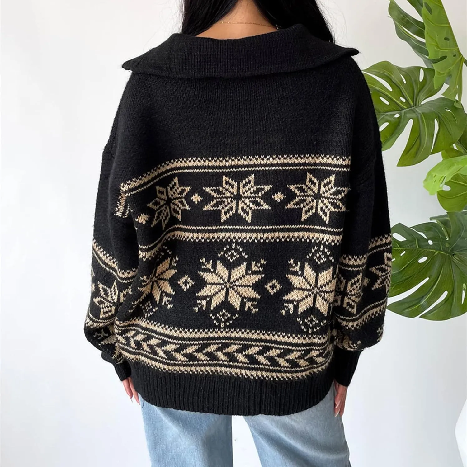 Women Y2K Argyle Striped Pullover Sweater Casual Long Sleeve Round Neck Vintage Preppy Style Pullover Knitwear