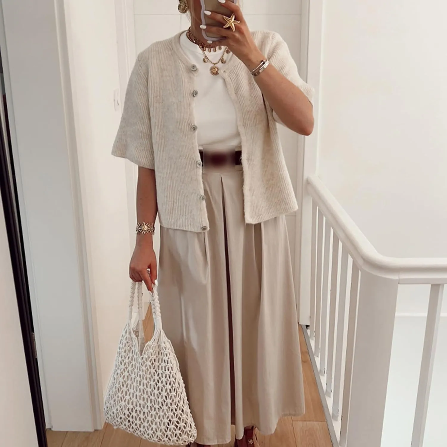 Women Y2K Button Down Sweater Cardigan Knit Crew Neck Short Sleeve Open Front Sweater Lightweight Knitwear Crop Top