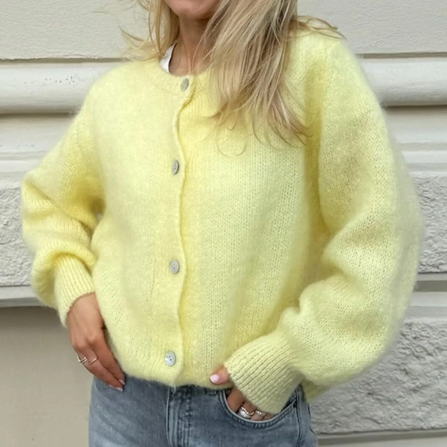 Women Y2k Knitted Cropped Cardigan Sweater Long Sleeve Crewneck Button Down Open Front Knitwear Top Streetwear