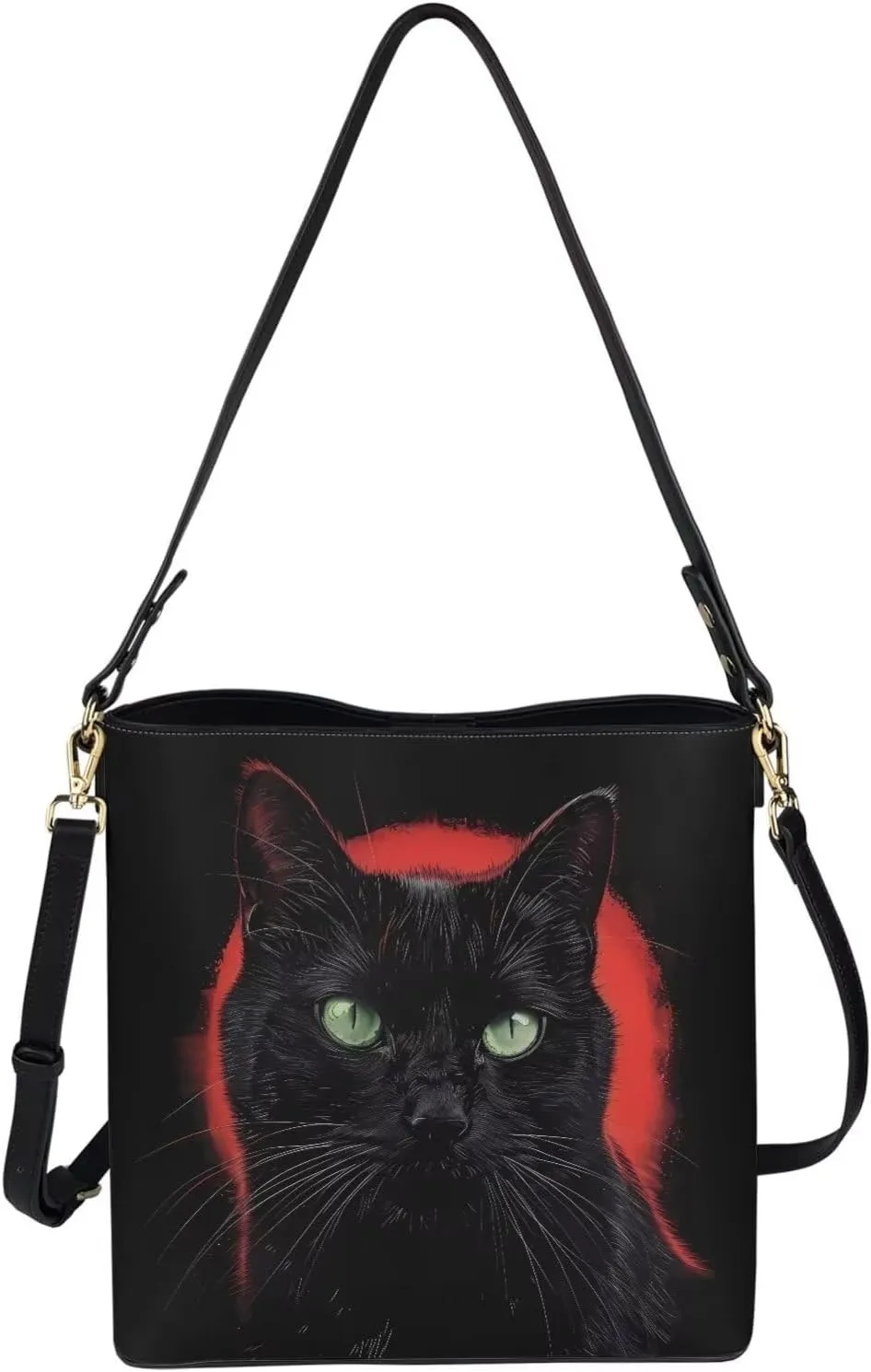 Women's Bucket Bag Boho Top Handle Shoulder Bag, Gothic Bucket Bag Vegan Leather Shoulder Purses for Women