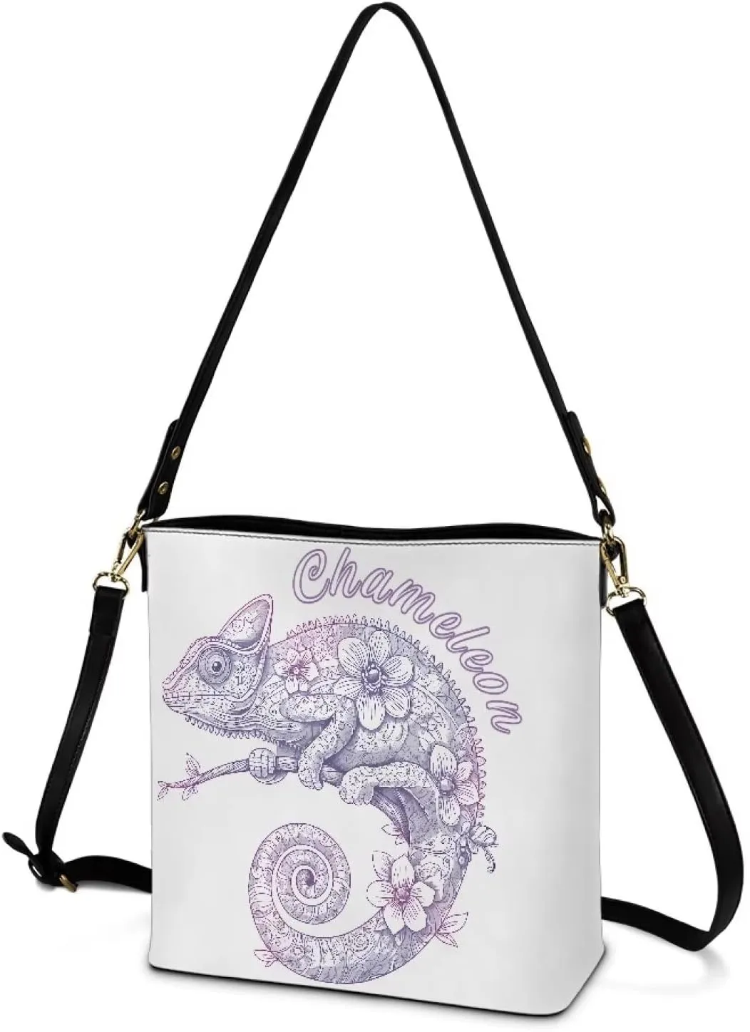 Women's Bucket Bag Top Handle Shoulder Bag, Folk Ethnic Bucket Bag Vegan Leather Shoulder Purses for Women