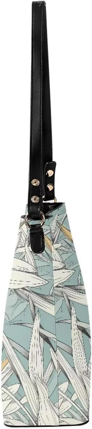 Women's Bucket Bag Top Handle Shoulder Bag, Folk Ethnic Bucket Bag Vegan Leather Shoulder Purses for Women