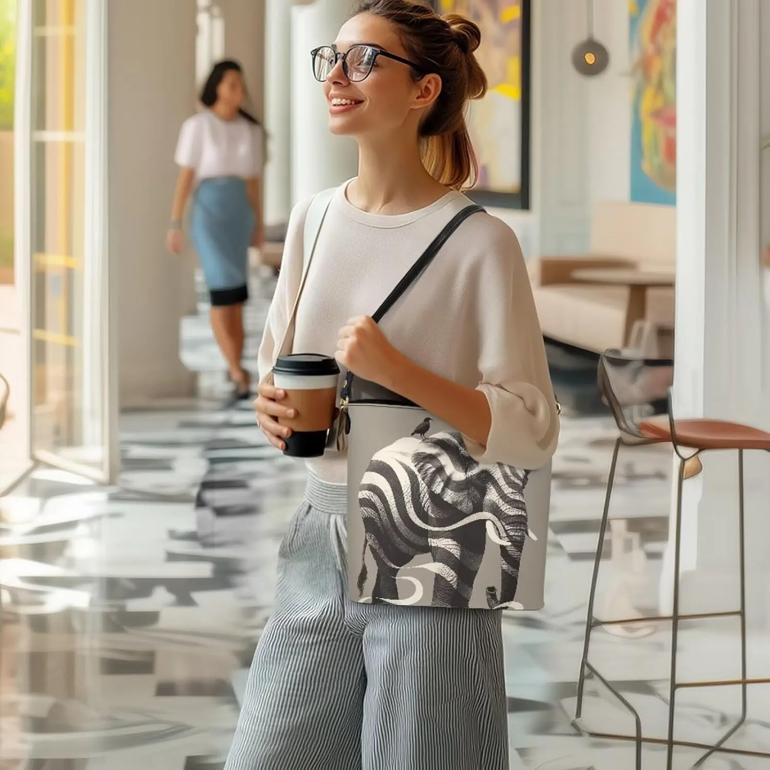 Women's Bucket Bag Top Handle Shoulder Bag, Folk Ethnic Bucket Bag Vegan Leather Shoulder Purses for Women